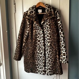 Loft Faux Fur Leopard Print Coat